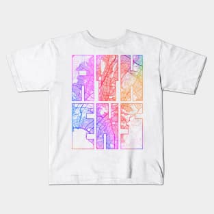 Athens, Greece City Map Typography - Colorful Kids T-Shirt